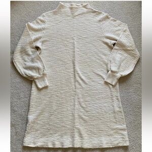 t la Anthropologie Textured Knit Sweater Dress Sz L Cream Mock Neck Pullover